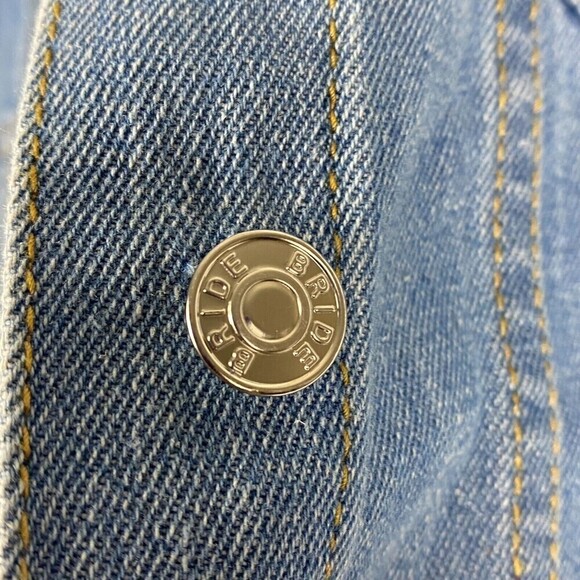 Davids Bridal Bride Jacket Womens Large Blue Embroidered Floral Denim Jacket - Picture 10 of 14